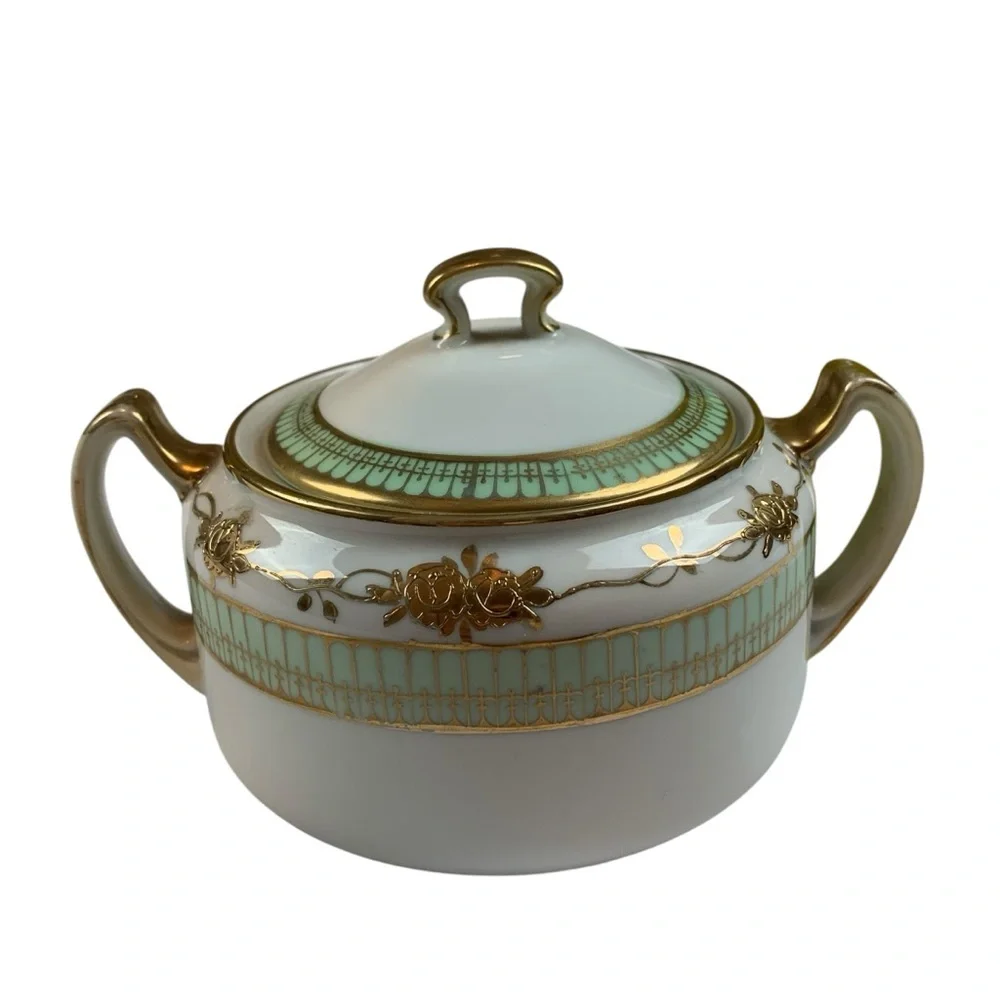 Nippon Hand Painted Moriage Sugar Bowl